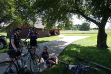 Taking a break under a tree. 