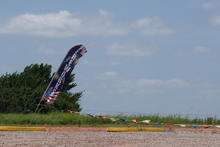 FIREWORKS banner blowing over in the wind. 