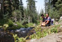 Helen and I in the woods.