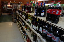 Liquor in a gas station.